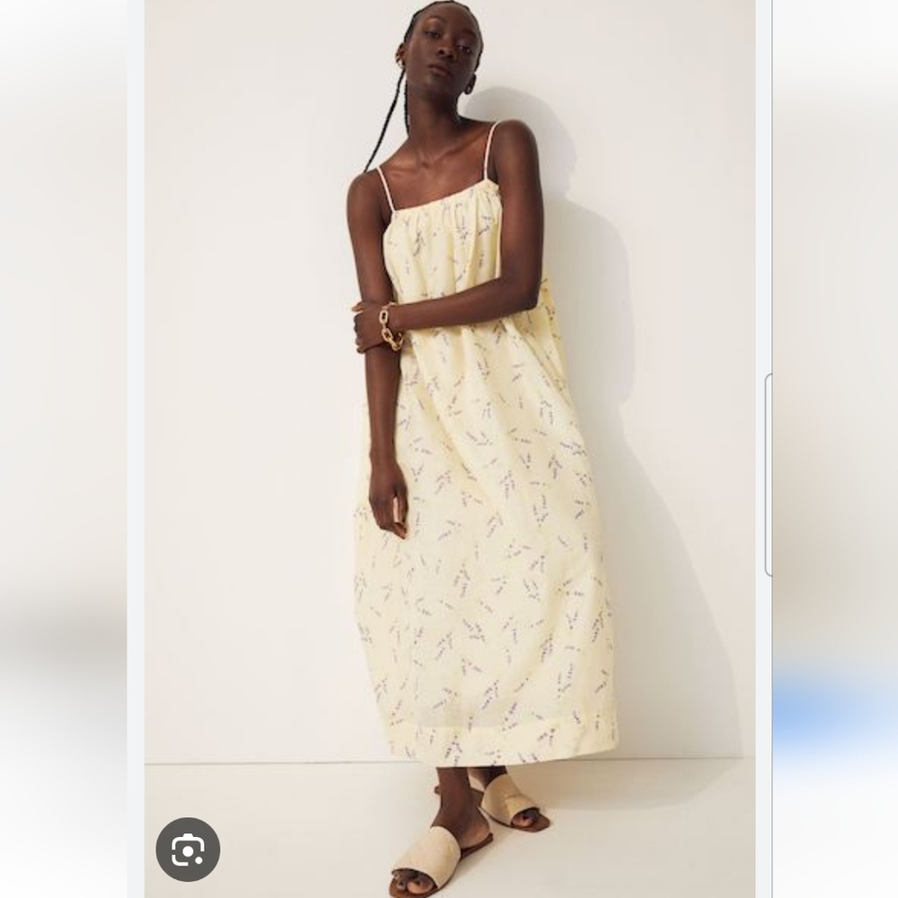 H&M Cream Pleated A-Line Maxi Summer Dress Size XS/2